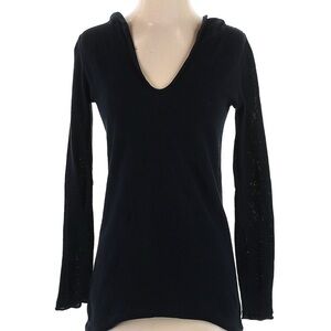 Barneys New York Black V-Neck Hoodie